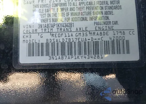 2019 Nissan Sentra Sv from USA, damaged, VIN 3N1AB7AP1KY434281